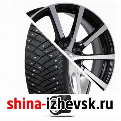 Колесо в сборе Goodyear Ultra Grip Ice Arctic SUV 225/65 R17 T 102 + iFree Big Byz 7xR17 5×112 ET50 DIA57.1 Чёрный глянцевый с полированной лицевой частью в Ижевске